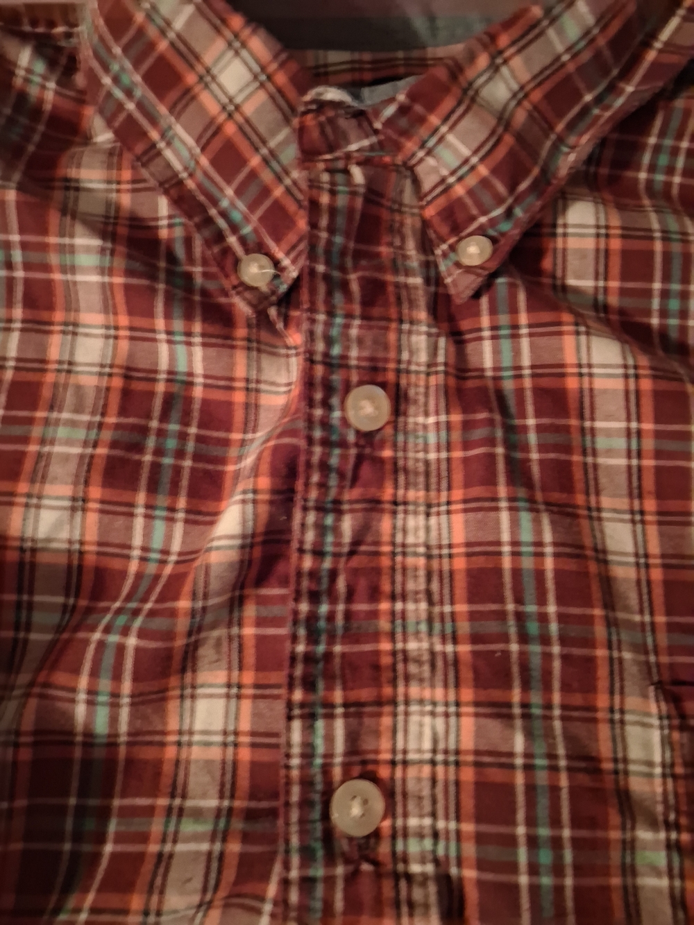 Men's Orange Plaid Button-Down Shirt